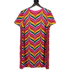 Trina Turk Womens Sugar Hill Multicolor Chevron Shift Dress Pink Orange Size 8
